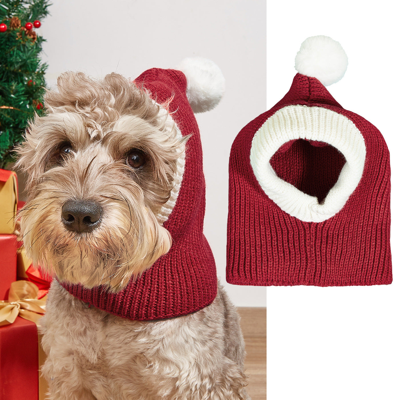 Christmas Love Snowflake Elk Knitted Warm Pet Dog Cat Fur Ball Hat