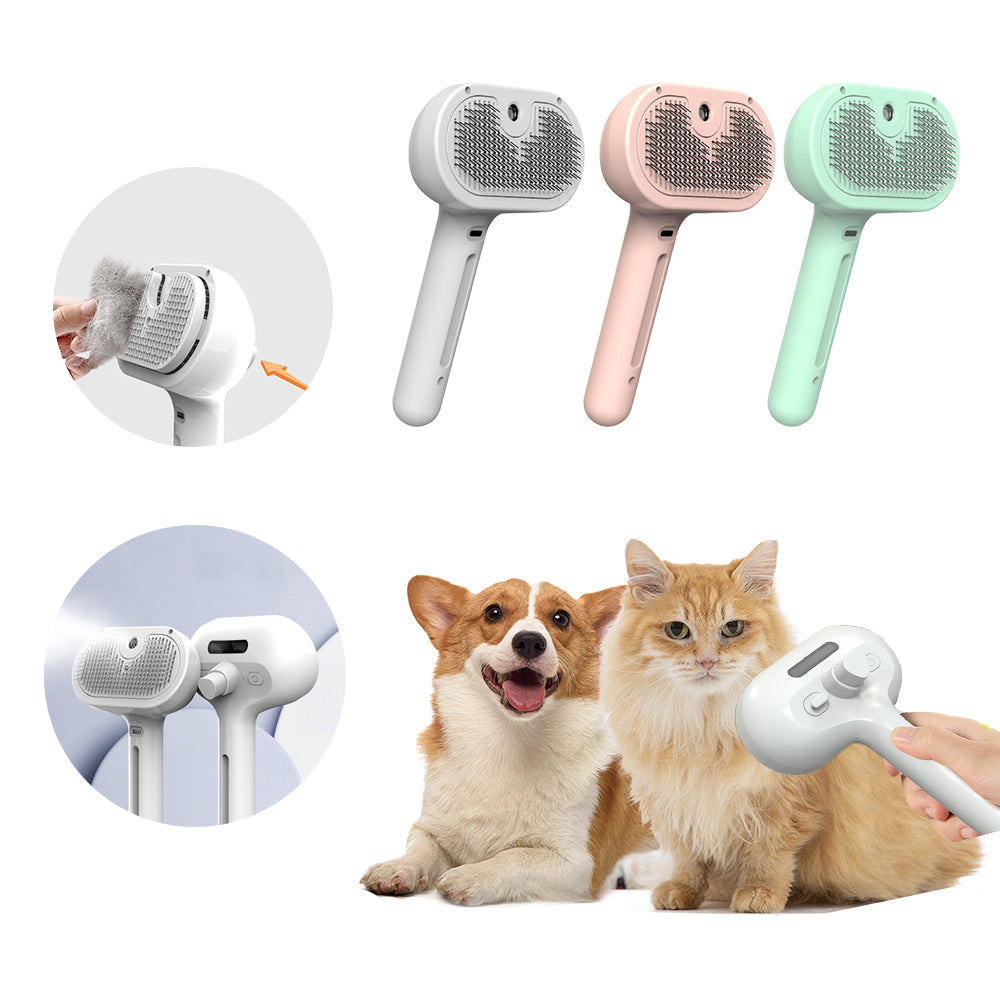 Pet Comb Self Cleaning Hair Remover Brush Dematting Comb Built-in Mist Humidifier