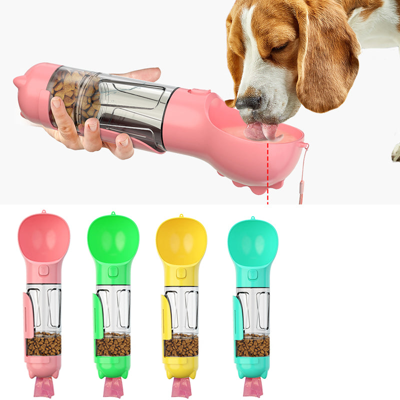 300 500ml Portable Multifunction Dog Water Bottle, Food Feeder and bag Dispenser