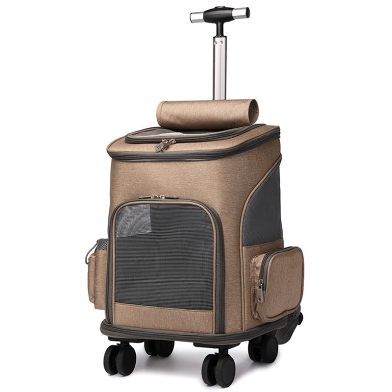 Portable Folding Trolley Wheel Traveling Pet Backpack