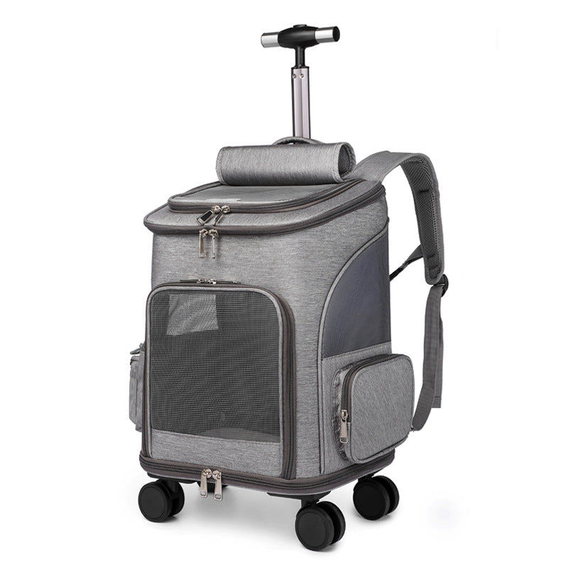 Portable Folding Trolley Wheel Traveling Pet Backpack