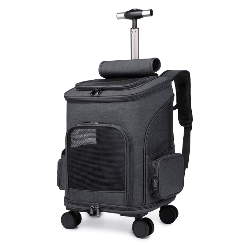 Portable Folding Trolley Wheel Traveling Pet Backpack