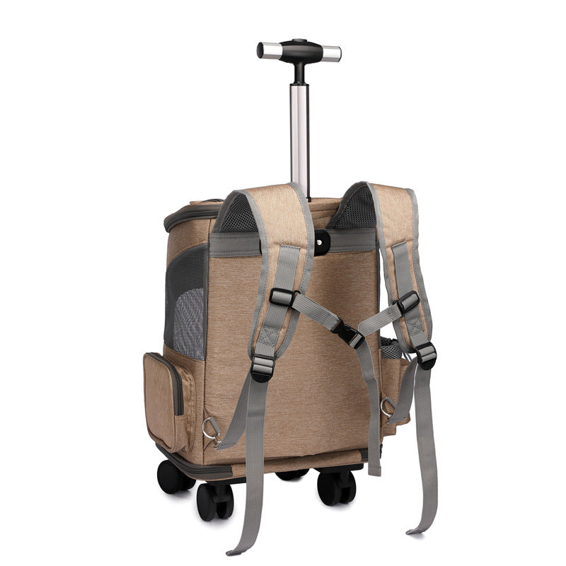 Portable Folding Trolley Wheel Traveling Pet Backpack