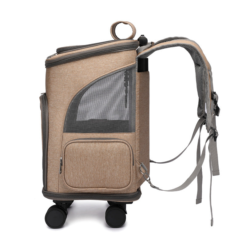 Portable Folding Trolley Wheel Traveling Pet Backpack