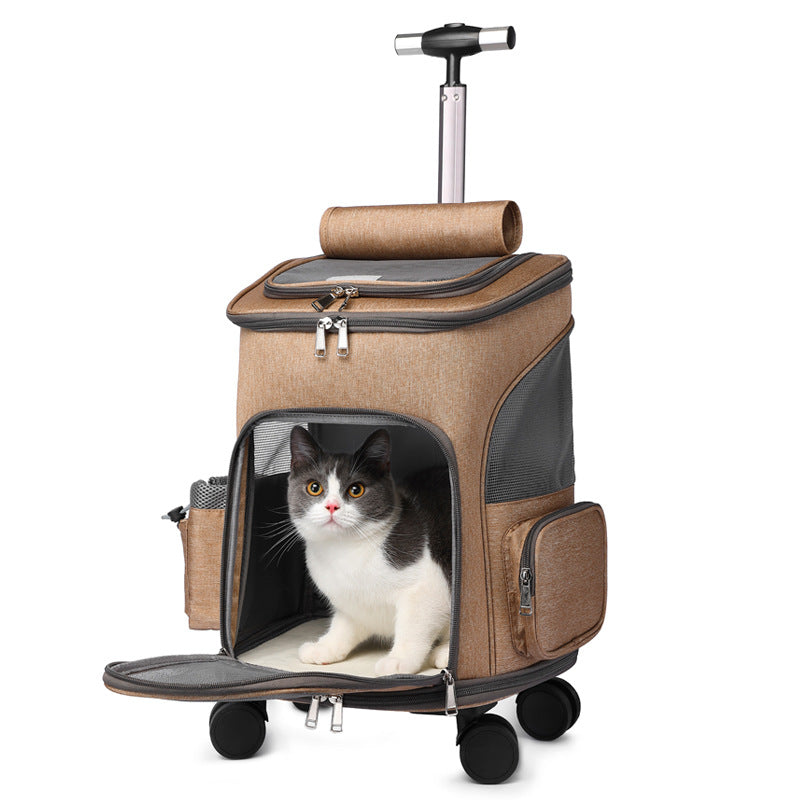 Portable Folding Trolley Wheel Traveling Pet Backpack