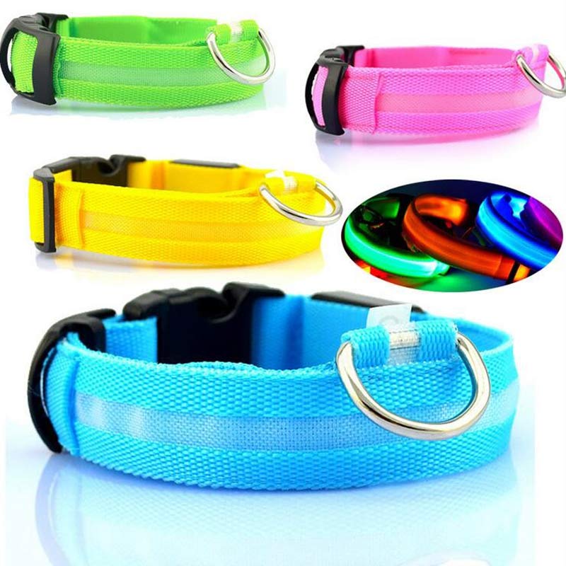 Nylon LED Pet Luminous Collar Night Safety Flashing Glow in Dark Leash