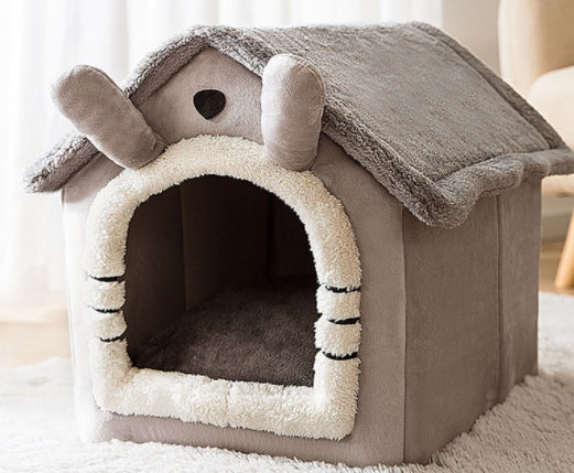 Foldable Pet House Cat Bed Winter Dog Villa Sleep Kennel