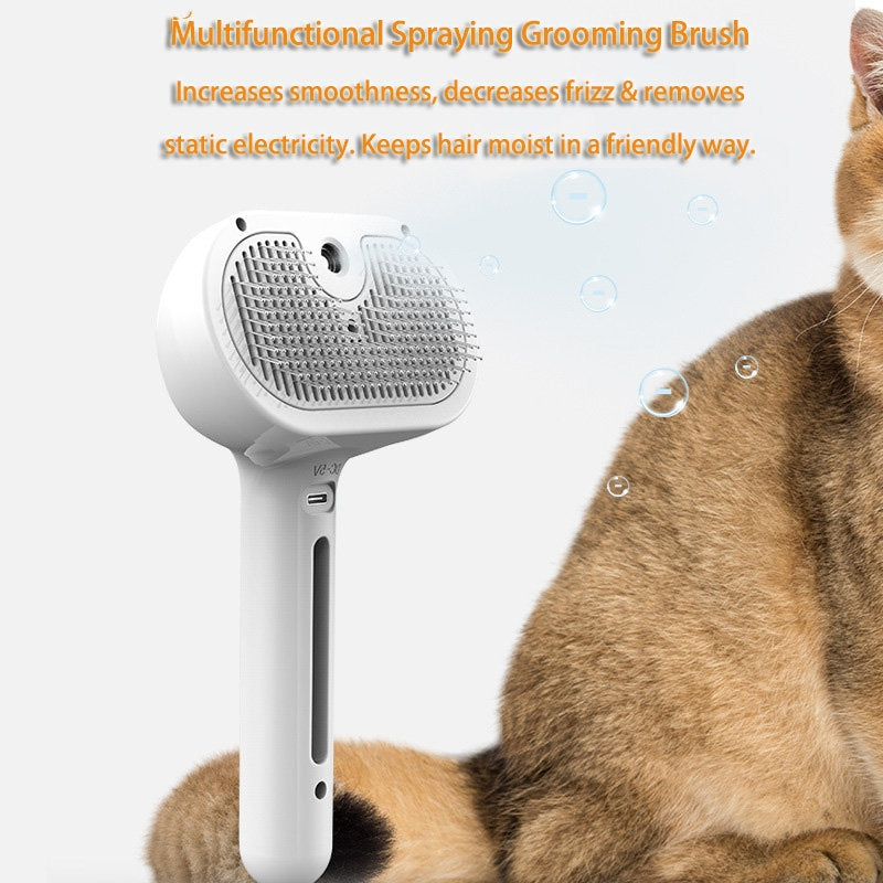 Pet Comb Self Cleaning Hair Remover Brush Dematting Comb Built-in Mist Humidifier