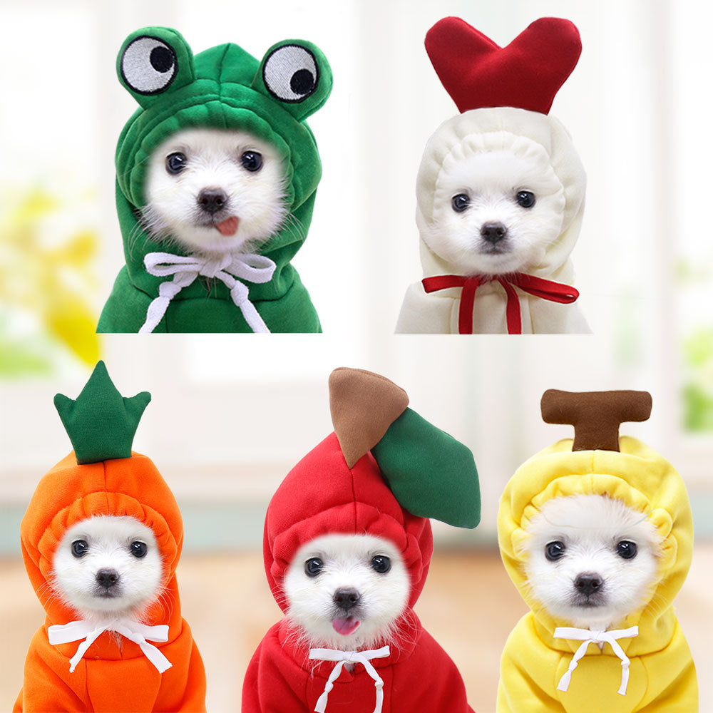 Cute Fruit Dog Clothes For Small Dogs Hoodies Winter Warm Fleece Clothing