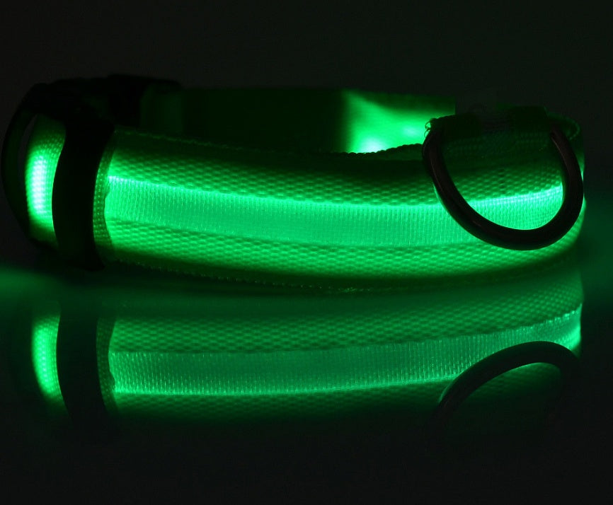 Nylon LED Pet Luminous Collar Night Safety Flashing Glow in Dark Leash
