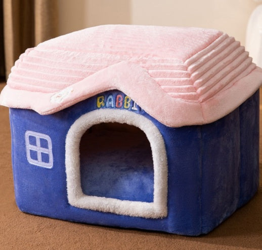 Foldable Pet House Cat Bed Winter Dog Villa Sleep Kennel