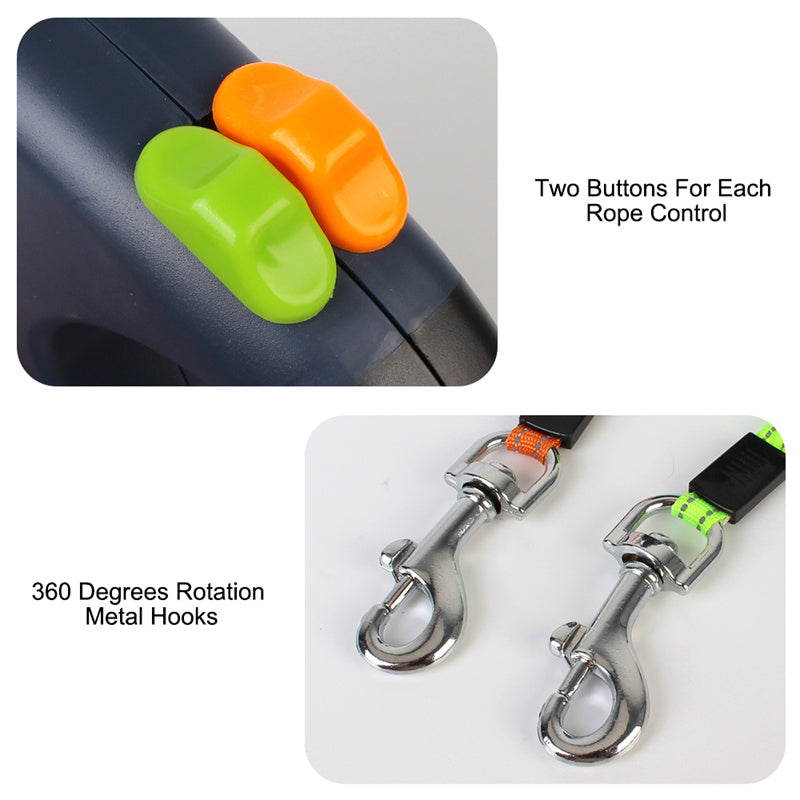 Dual Small Dogs Retractable Leash