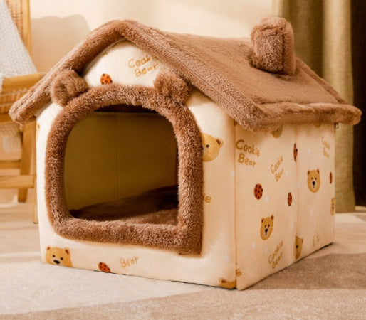 Foldable Pet House Cat Bed Winter Dog Villa Sleep Kennel