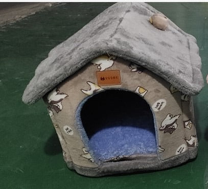 Foldable Pet House Cat Bed Winter Dog Villa Sleep Kennel