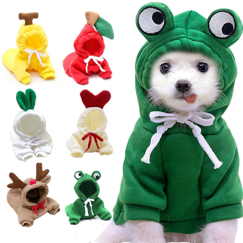 Cute Fruit Dog Clothes For Small Dogs Hoodies Winter Warm Fleece Clothing