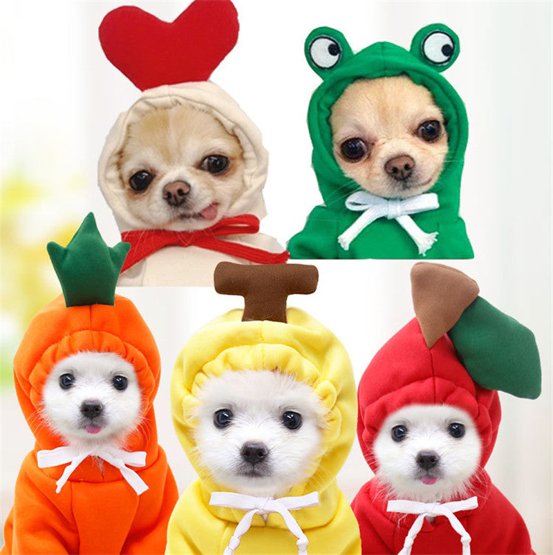 Cute Fruit Dog Clothes For Small Dogs Hoodies Winter Warm Fleece Clothing