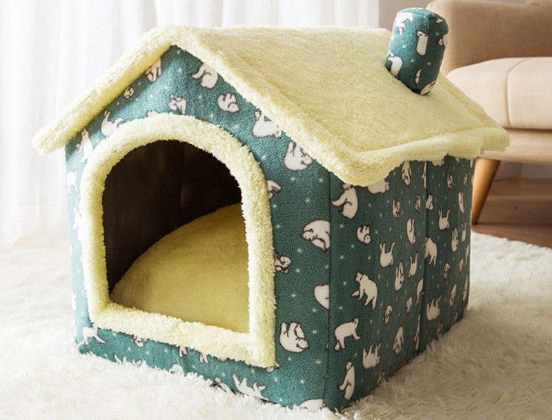 Foldable Pet House Cat Bed Winter Dog Villa Sleep Kennel
