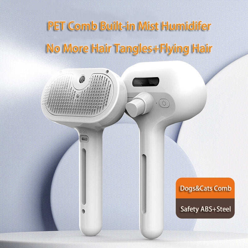 Pet Comb Self Cleaning Hair Remover Brush Dematting Comb Built-in Mist Humidifier