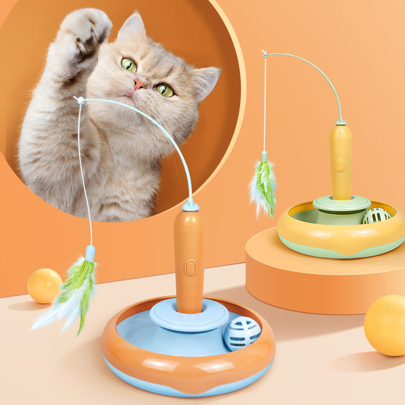 2 In 1  Cat Toy With Feather For Self-play