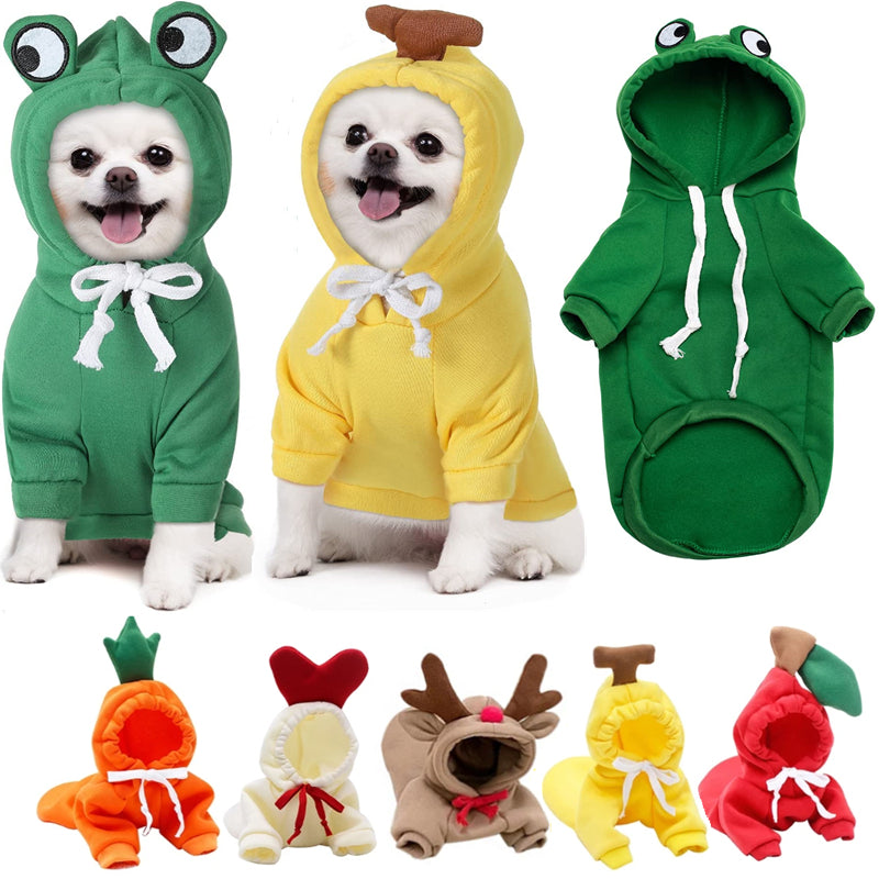 Cute Fruit Dog Clothes For Small Dogs Hoodies Winter Warm Fleece Clothing