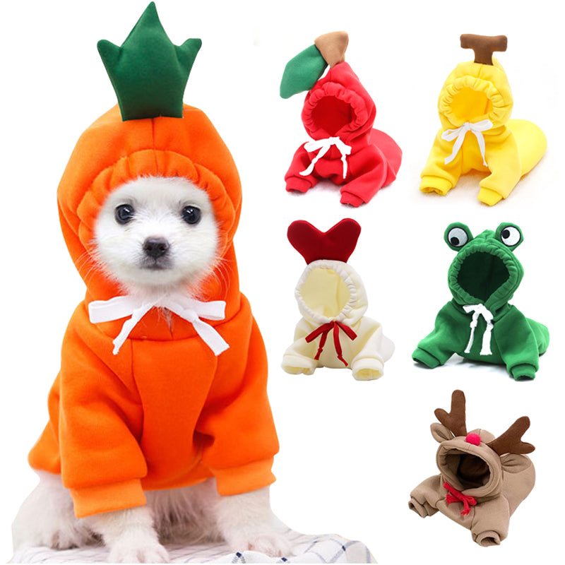 Cute Fruit Dog Clothes For Small Dogs Hoodies Winter Warm Fleece Clothing