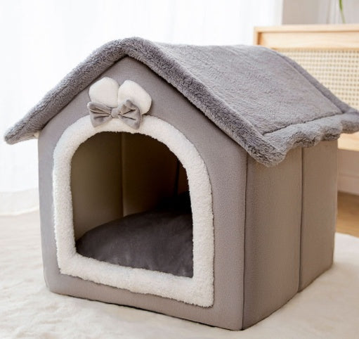 Foldable Pet House Cat Bed Winter Dog Villa Sleep Kennel